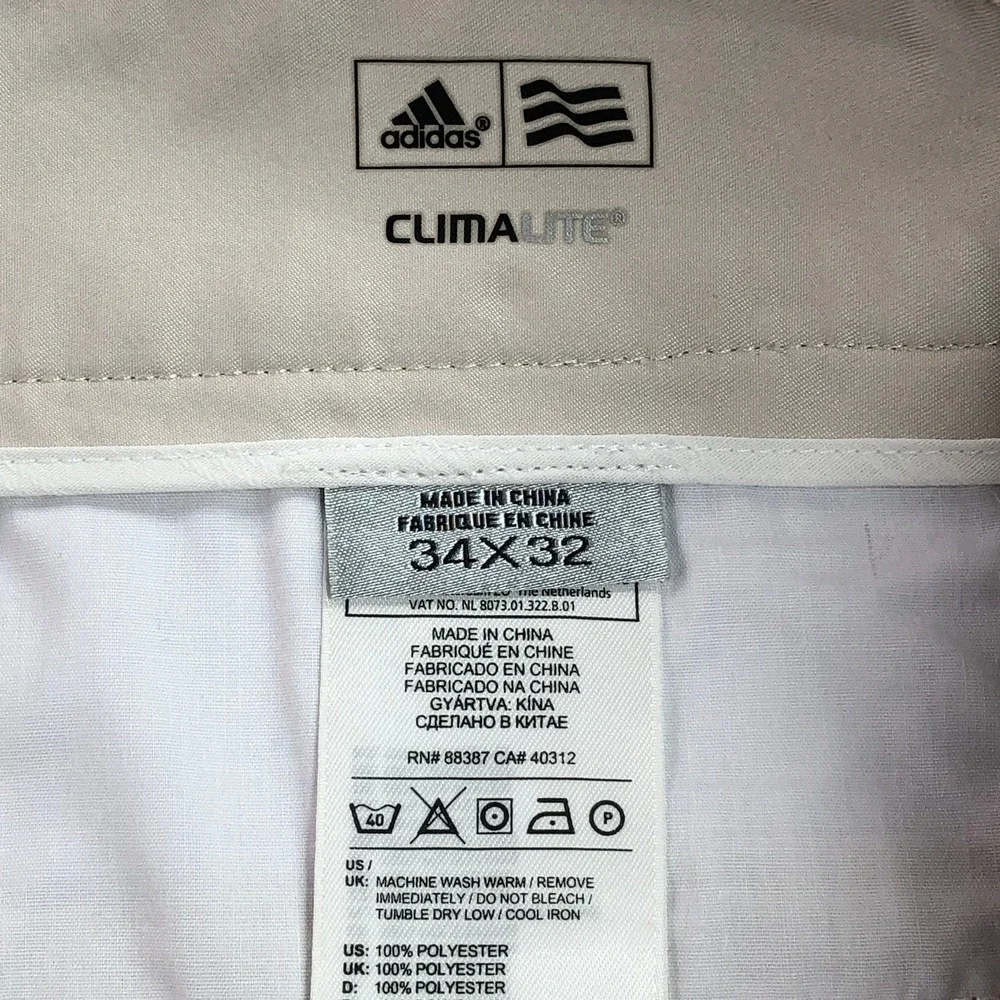 Adidas Mens Golf Tech Pants 34x32 Beige Straight Climalite Moisture Wicking NWT